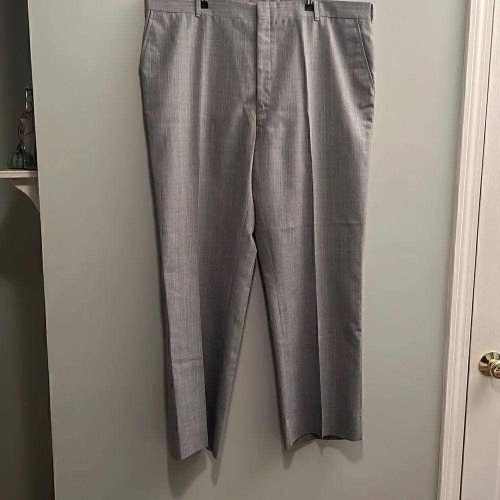 Men's Gray Glen Plaid Flat Front Mid-Rise Dress Pants Size 42